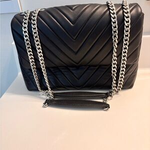 Brand New never used Black Quilted Chain %100 leather Shoulder Bag no scratches